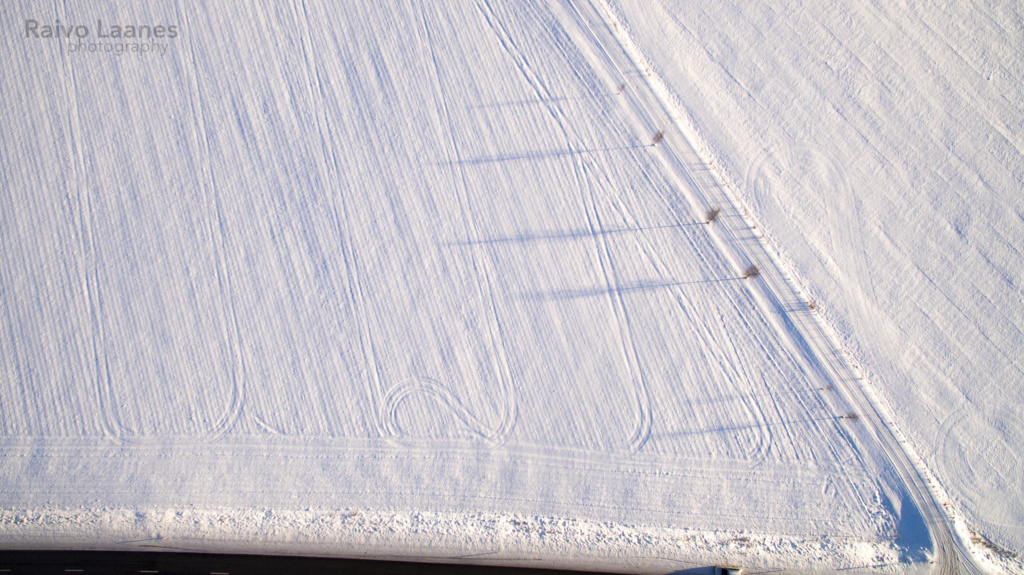 Jäljed lumisel põllul